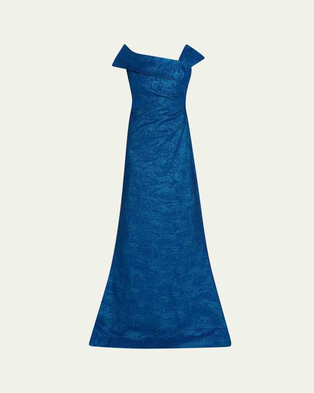 Metallic Stretch Jacquard Trumpet Gown